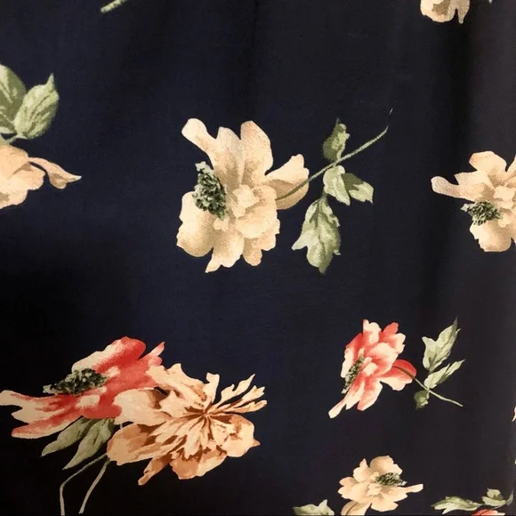 Navy Maxi Wrap Dress with Flowers and Sleeves - Picture 7 of 9